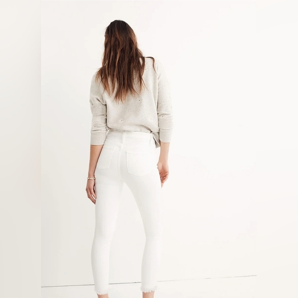 Madewell 10" High_rise Skinny Crop Color White Size 25 Button front - Picture 2 of 12